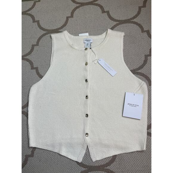 Song of Style Aimee Song Asymmetrical knit button front sweater vest, size xl - Picture 1 of 8